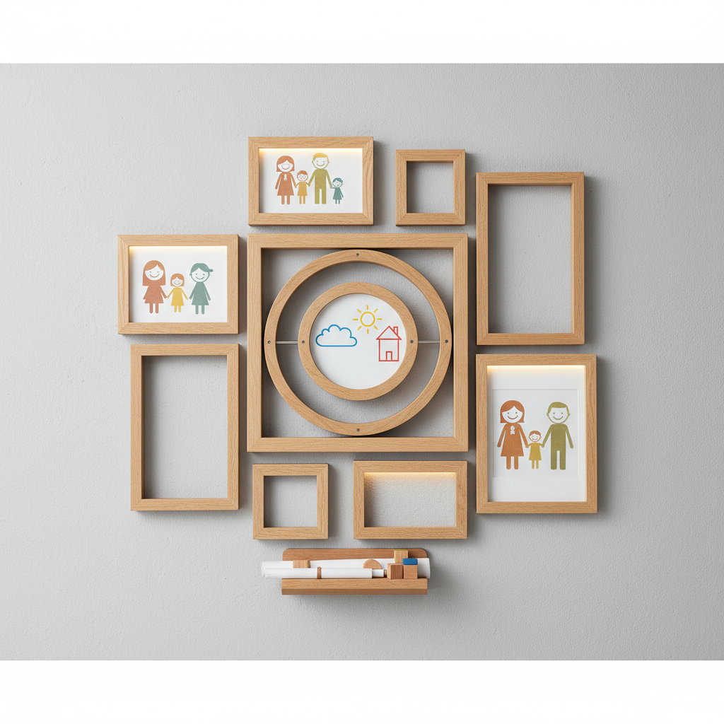 Creative Wall Decoration Wooden Kids Art Frame Rotatable Memorial Photo Frame Family Portraits