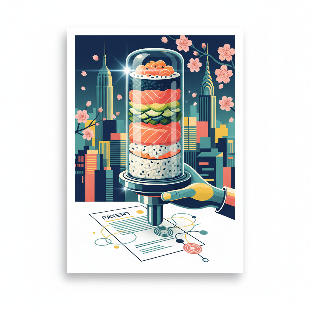 Push pop sushi מסעדה בשם Suka בניו-יורק (ארה”ב) הגישה בקשה לפטנט על האריזה הייחודית של הסושי שלה